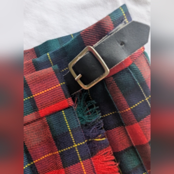 Allen Solly Wool Kilt Size 10 Red Green Tartan Plaid Adjust Waist Women's - Picture 7 of 13